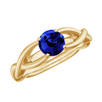 Rosec Jewels 0.6 Carat lab-grown blue sapphire promise ring with a hidden diamond, featuring a sleek silver band.