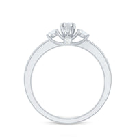 Natural Diamond Three Stone Ring with Beaded Details
