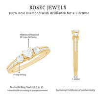 Natural Diamond Three Stone Ring with Beaded Details