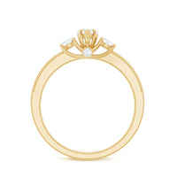 Natural Diamond Three Stone Ring with Beaded Details