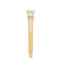 Natural Diamond Three Stone Ring with Beaded Details