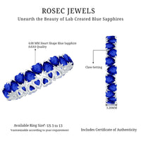 Certified Lab Grown Blue Sapphire Heart Eternity Band for Women