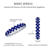 Certified Lab Grown Blue Sapphire Eternity Band Ring for Women