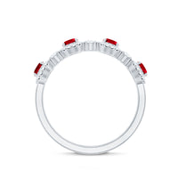 Lab Created Ruby and Diamond Wedding Band