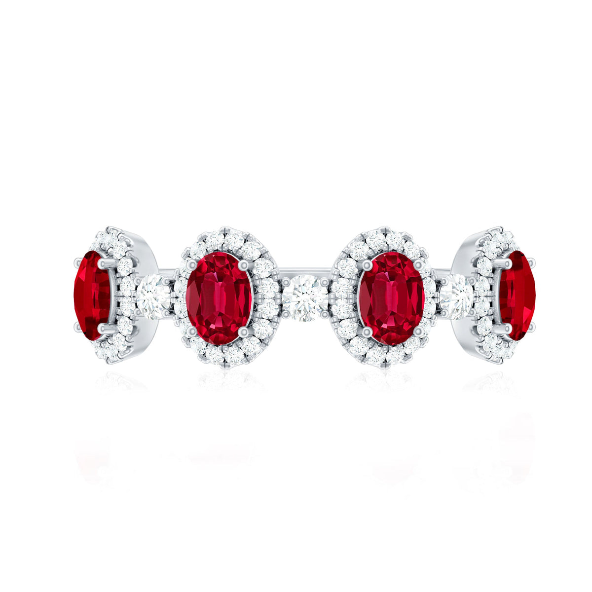 Lab Created Ruby and Diamond Wedding Band