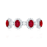Lab Created Ruby and Diamond Wedding Band