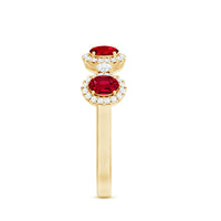 Lab Created Ruby and Diamond Wedding Band