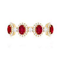 Lab Created Ruby and Diamond Wedding Band