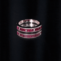 Channel Set Lab Grown Ruby Princess Cut Eternity Band with Milgrain