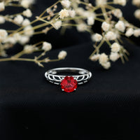 2.3 Carat Lab Created Ruby Solitaire Engagement Ring with Filigree Design