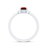 Created Ruby Halo Engagement Ring With Diamond Accent