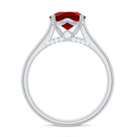 Solitaire 8 MM Lab Created Ruby Engagement Ring with Surprise Diamonds