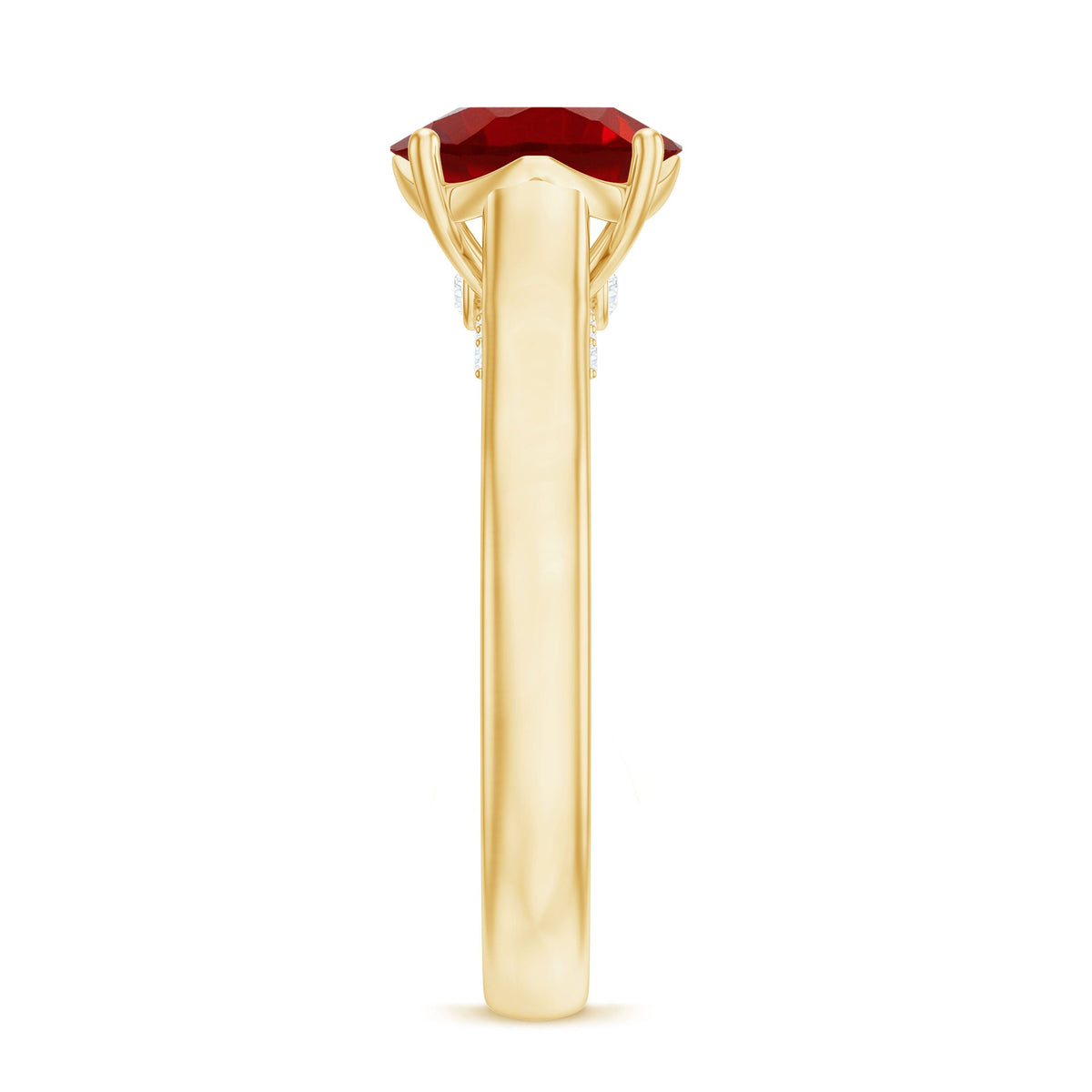 Solitaire 8 MM Lab Created Ruby Engagement Ring with Surprise Diamonds