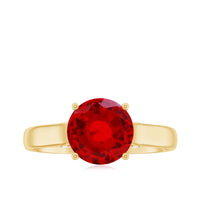 Solitaire 8 MM Lab Created Ruby Engagement Ring with Surprise Diamonds