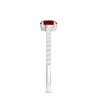 Round Lab Created Ruby Solitaire Promise Ring with Diamond