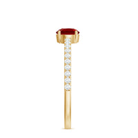 Round Lab Created Ruby Solitaire Promise Ring with Diamond