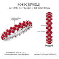 Lab created ruby cluster wedding band ring for women by Rosec Jewels, featuring vibrant ruby stones and a sleek band design.