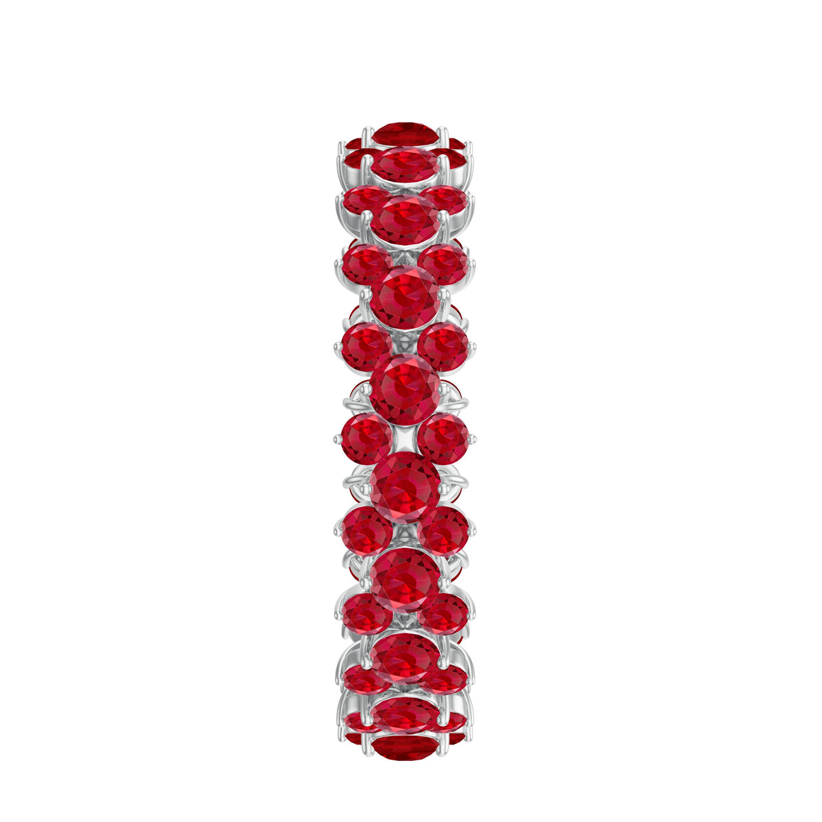 Lab-created ruby cluster wedding band for women featuring sparkling ruby stones set in a delicate ring design by Rosec Jewels.