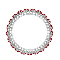 Lab created ruby cluster wedding band for women by Rosec Jewels, featuring a sparkling ruby cluster set in a elegant ring.