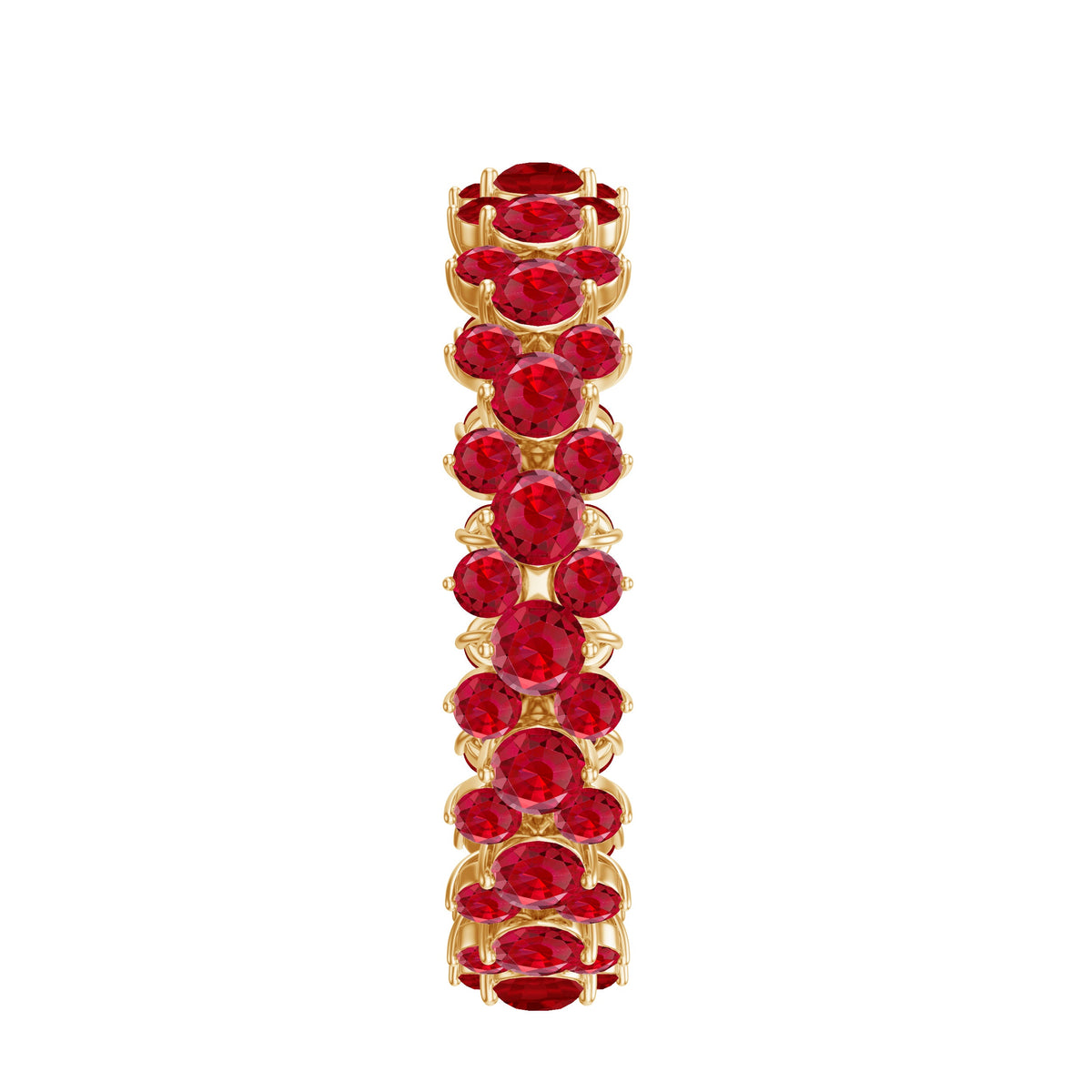 Lab created ruby cluster wedding band for women with sparkling ruby stones, crafted by Rosec Jewels in a elegant ring design