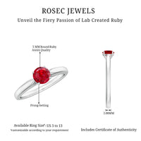 Solitaire Lab Made Ruby Promise Ring with Certificate