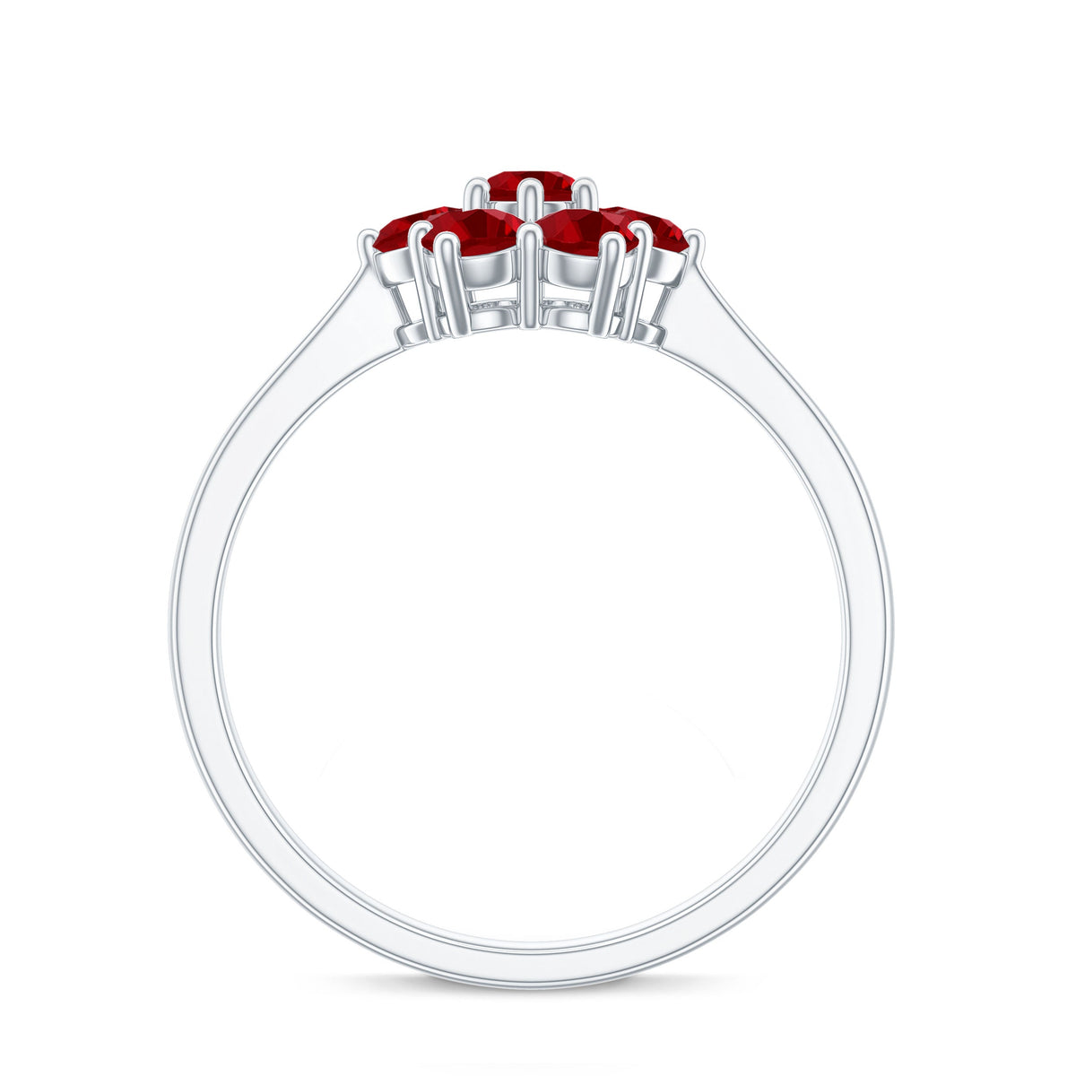 Rosec Jewels Certified Round Cut Lab Created Ruby Cluster Flower Ring with intricate floral design and sparkling ruby accents.
