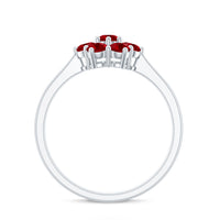 Rosec Jewels Certified Round Cut Lab Created Ruby Cluster Flower Ring with intricate floral design and sparkling ruby accents.
