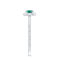 Certified Lab Grown Emerald Engagement Ring with Diamond Halo