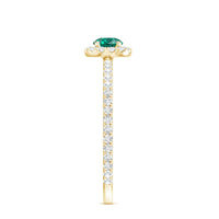 Certified Lab Grown Emerald Engagement Ring with Diamond Halo