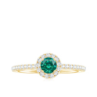 Certified Lab Grown Emerald Engagement Ring with Diamond Halo