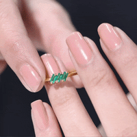 Certified Baguette Lab Grown Emerald 3 Stone Promise Ring