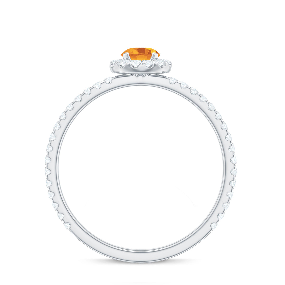 Minimal Citrine Engagement Ring with Diamond Halo