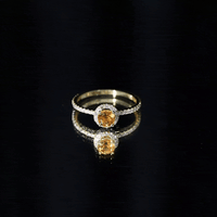 Round Cut Citrine and Diamond Classic Engagement Ring