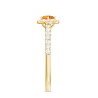 Minimalist Citrine Diamond Engagement Ring with Halo by Rosec Jewels, showcasing a sleek band and sparkling central gemstone.