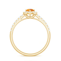 Minimalist Citrine Diamond Engagement Ring with Halo by Rosec Jewels, featuring a central citrine gemstone and sparkling diamond accents.