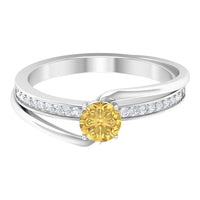 Natural Citrine Engagement Ring with Diamond Bypass Shank