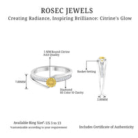 Natural Citrine Engagement Ring with Diamond Bypass Shank