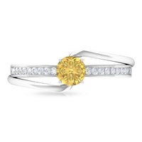 Natural Citrine Engagement Ring with Diamond Bypass Shank
