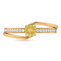 Natural Citrine Engagement Ring with Diamond Bypass Shank