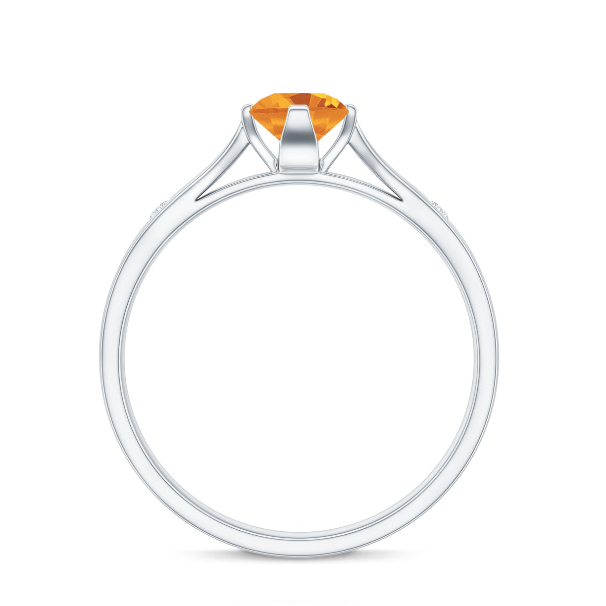 Certified real citrine promise ring with diamond accents from Rosec Jewels, featuring a gold band and a large central citrine gemstone.