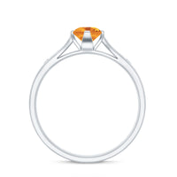 Certified real citrine promise ring with diamond accents from Rosec Jewels, featuring a gold band and a large central citrine gemstone.