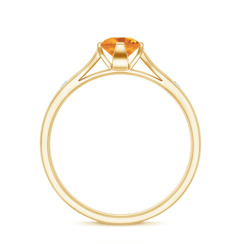 Certified real citrine promise ring with diamond accents from Rosec Jewels, showcasing the gold band and sparkling gemstone.