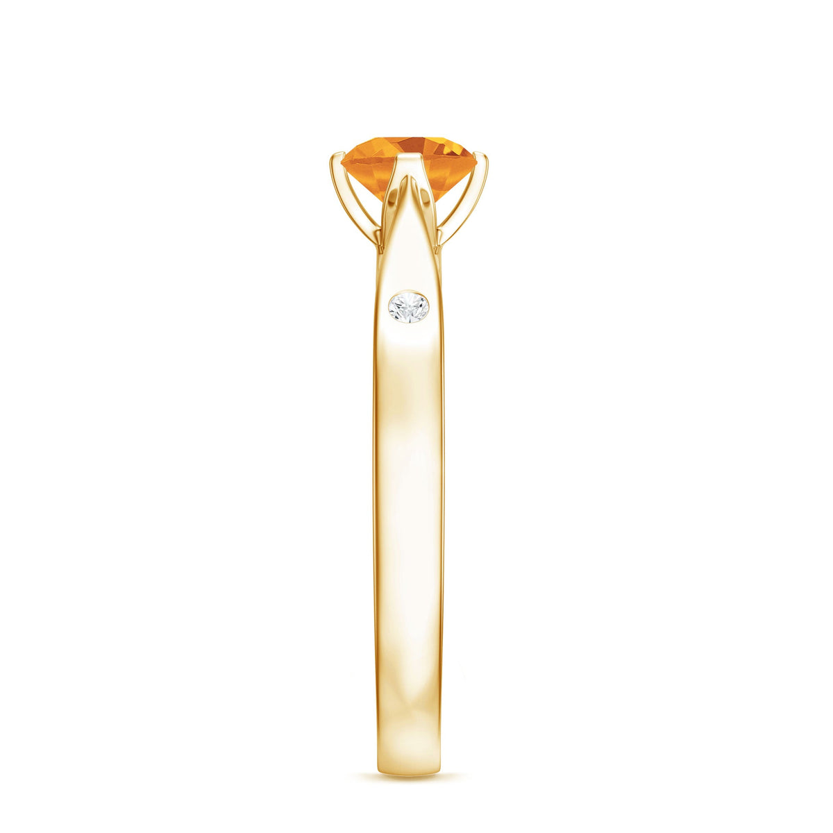 Certified real citrine promise ring with diamond accents from Rosec Jewels, featuring a vibrant yellow gemstone and elegant design.