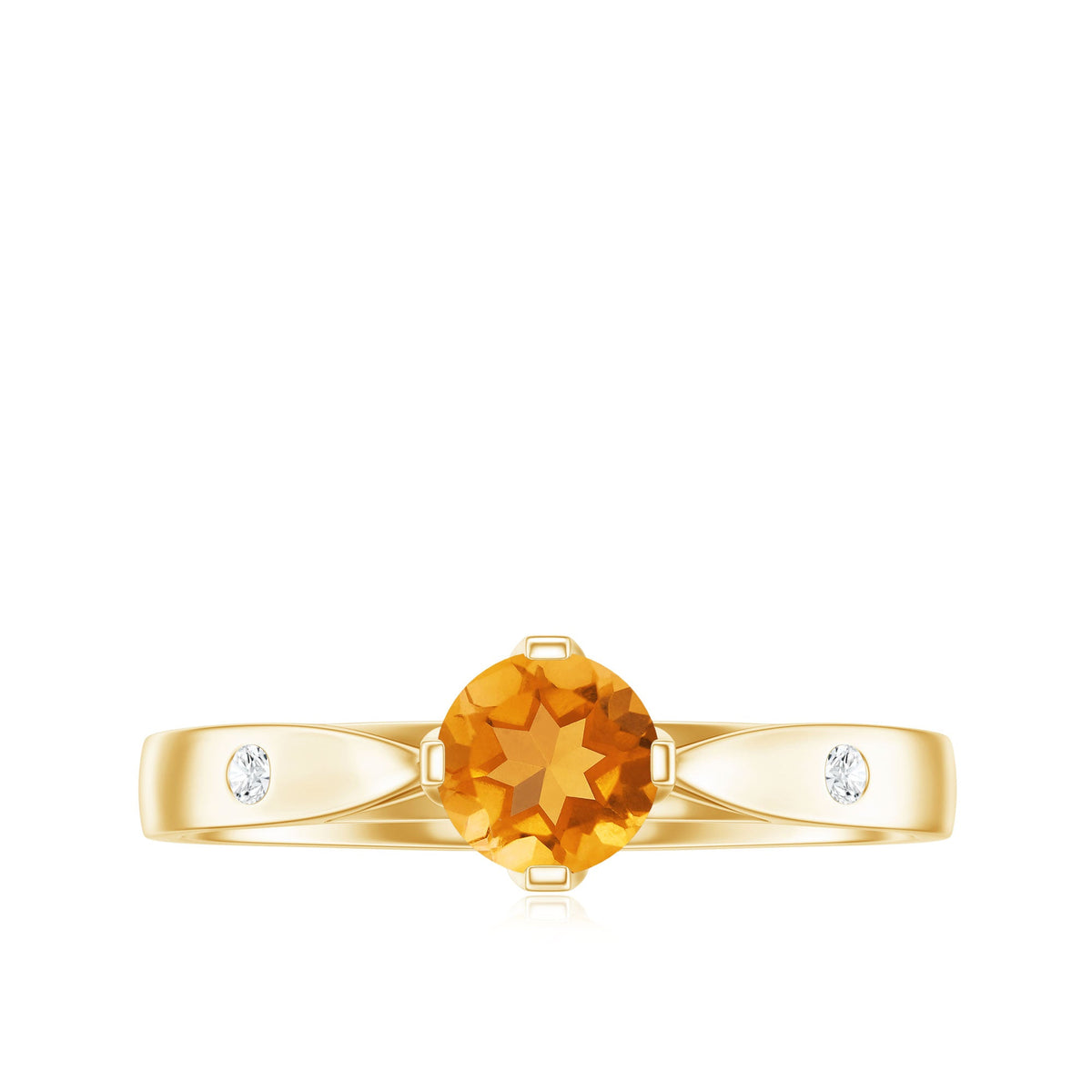 Rosec Jewels certified real citrine promise ring with a sparkling diamond, showcasing a gold band and intricate design.