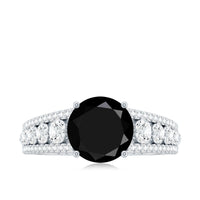 Lab-Created Black Diamond Statement Engagement Ring with Moissanite