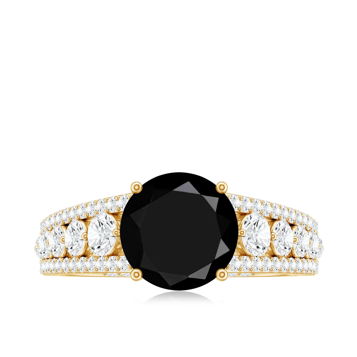 Lab-Created Black Diamond Statement Engagement Ring with Moissanite