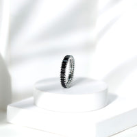 Certified Baguette Lab Grown Black Diamond Eternity Ring for Anniversary