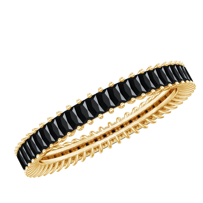 Rosec Jewels black diamond eternity ring featuring lab-grown baguette diamonds, perfect for anniversary celebrations.