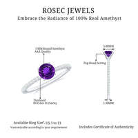 Real Amethyst Diamond Promise Ring for Women