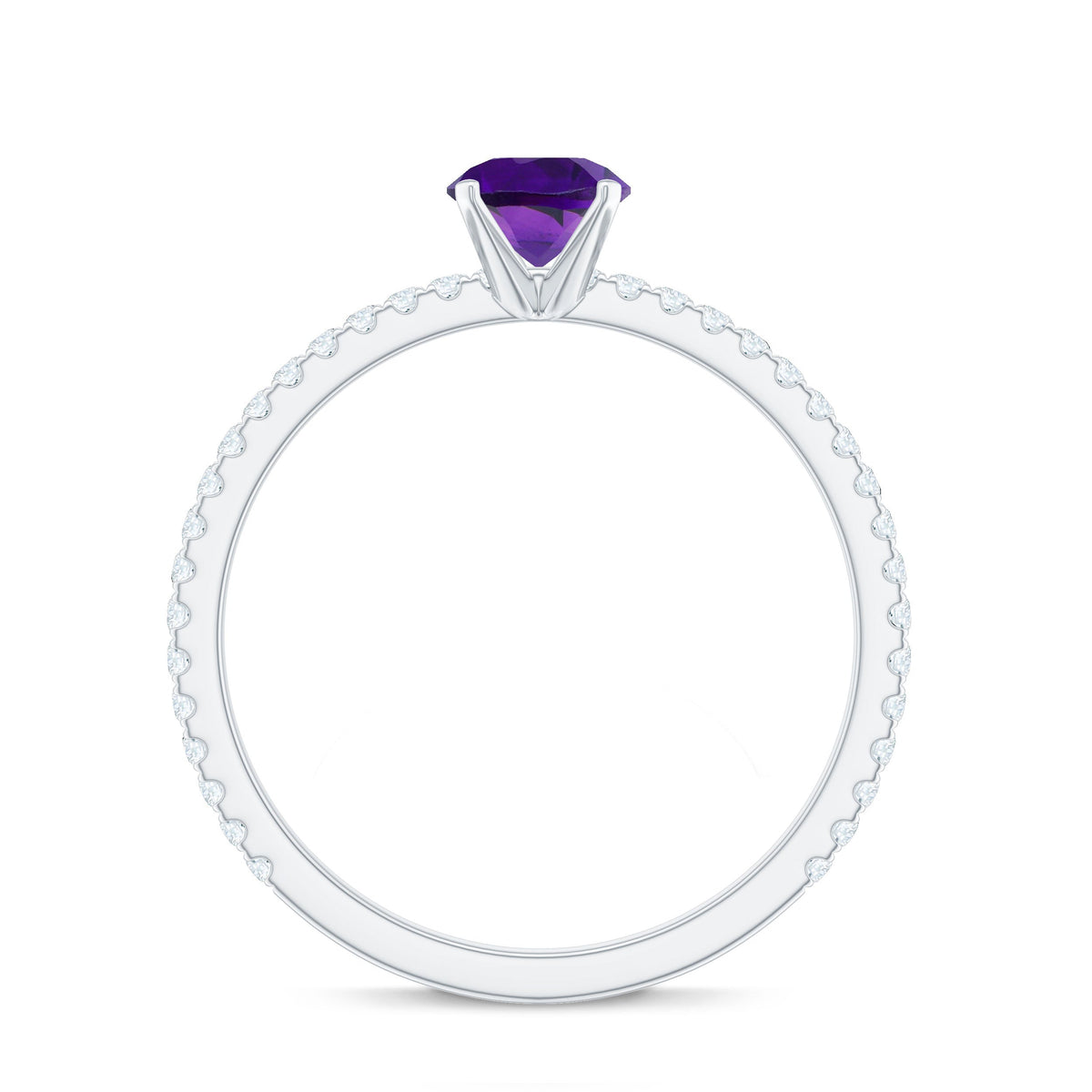 Real Amethyst Diamond Promise Ring for Women